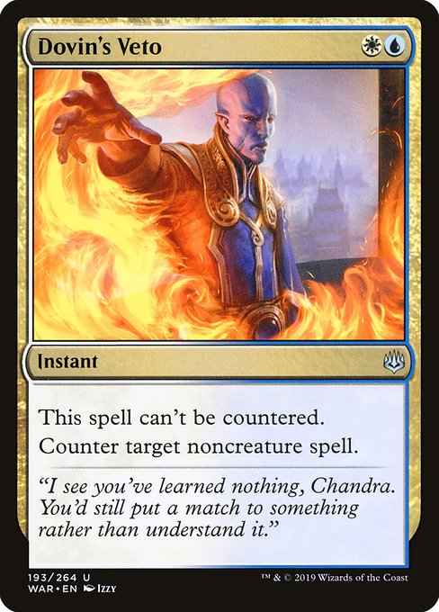 War of the Spark - 193 - Dovin's Veto - Uncommon - WU - Non-foil