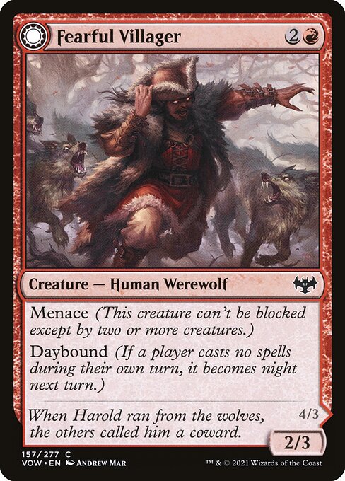 Innistrad: Crimson Vow - 157 - Fearful Villager // Fearsome Werewolf - Common - C - Non-foil