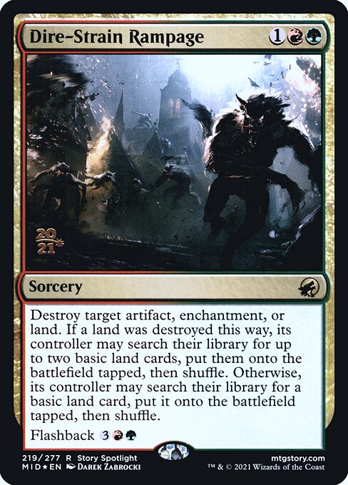 Innistrad: Midnight Hunt Promos - 219s - Dire-Strain Rampage - Rare - RG - Foil - Datestamped Promo