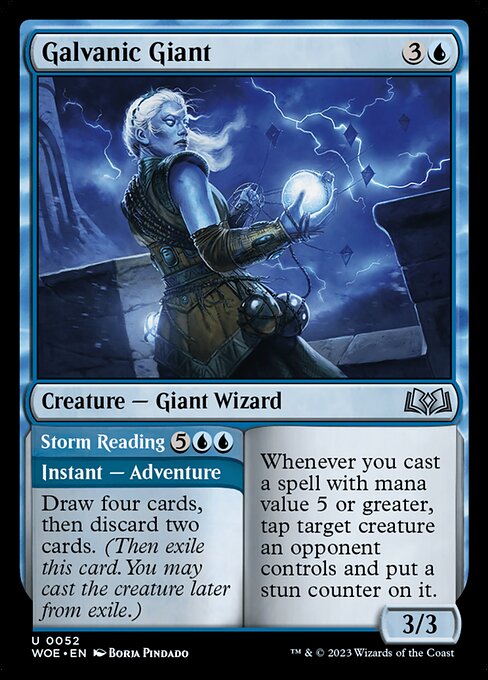 Wilds of Eldraine - 52 - Galvanic Giant // Storm Reading - Uncommon - U - Non-foil