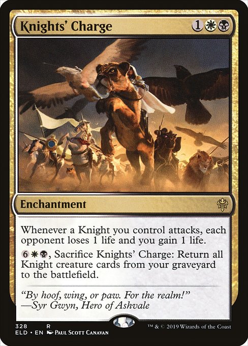 Throne of Eldraine - 328 - Knights' Charge - Rare - WB - Non-foil