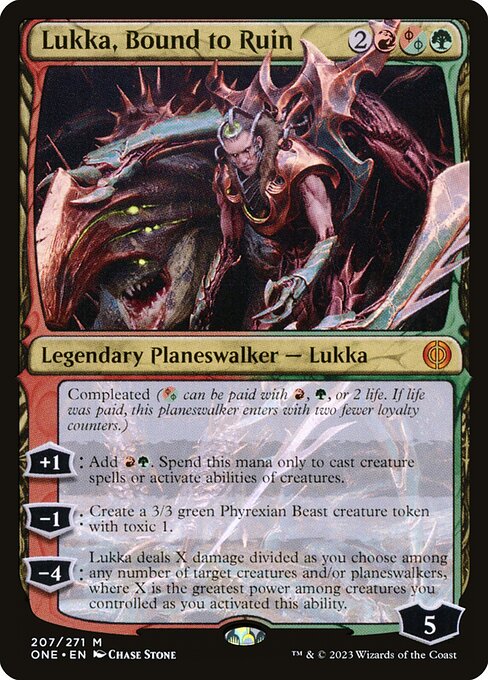 Phyrexia: All Will Be One - 207 - Lukka, Bound to Ruin - Mythic - RG - Non-foil