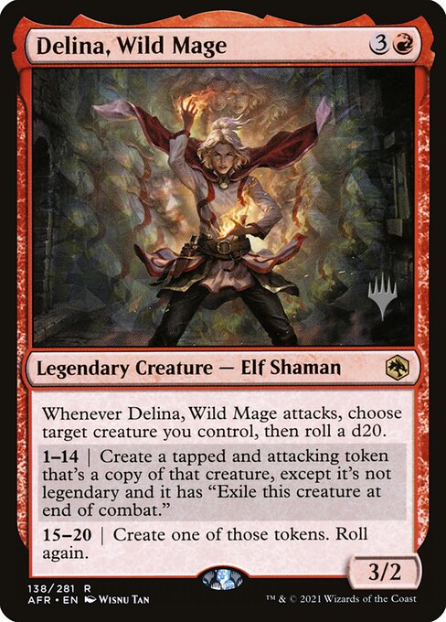 Adventures in the Forgotten Realms Promos - 138p - Delina, Wild Mage - Rare - R - Non-foil - Promo