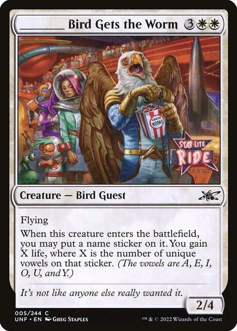 Unfinity - 5 - _____ Bird Gets the Worm - Common - W - Foil