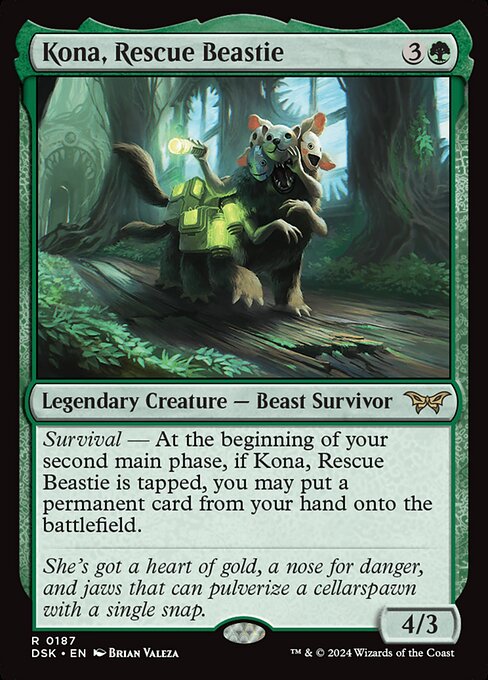 Duskmourn: House of Horror - 187 - Kona, Rescue Beastie - Rare - G - Non-foil