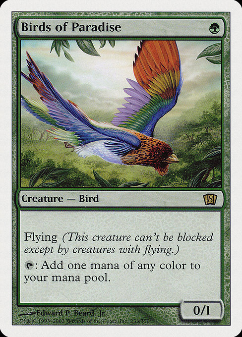 Eighth Edition - 233 - Birds of Paradise - Rare - G - Non-foil