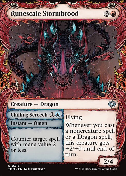 Tarkir: Dragonstorm - 316 - Runescale Stormbrood // Chilling Screech - Uncommon - R - Foil