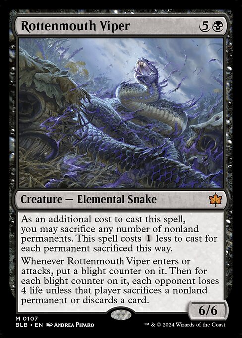 Bloomburrow - 107 - Rottenmouth Viper - Mythic - B - Non-foil