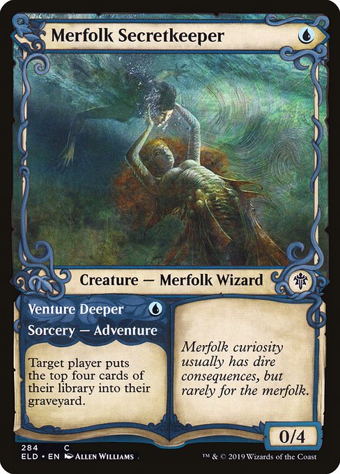 Throne of Eldraine - 284 - Merfolk Secretkeeper // Venture Deeper - Common - U - Non-foil