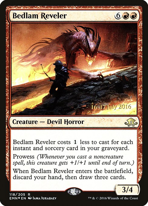 Eldritch Moon Promos - 118s - Bedlam Reveler - Rare - R - Foil - Datestamped Promo