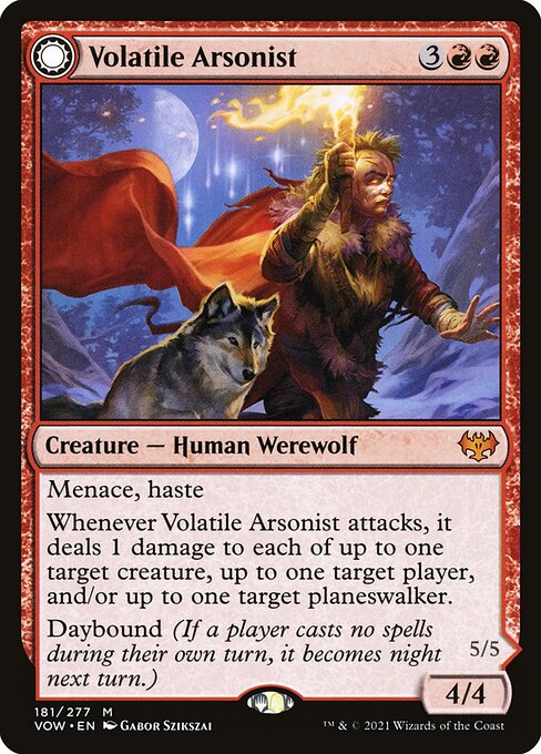Innistrad: Crimson Vow - 181 - Volatile Arsonist // Dire-Strain Anarchist - Mythic - C - Non-foil