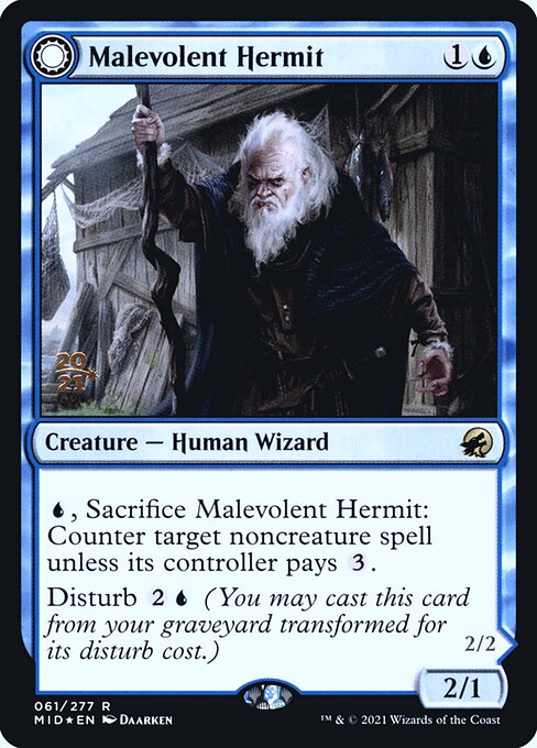 Innistrad: Midnight Hunt Promos - 61s - Malevolent Hermit // Benevolent Geist - Rare - C - Foil - Datestamped Promo