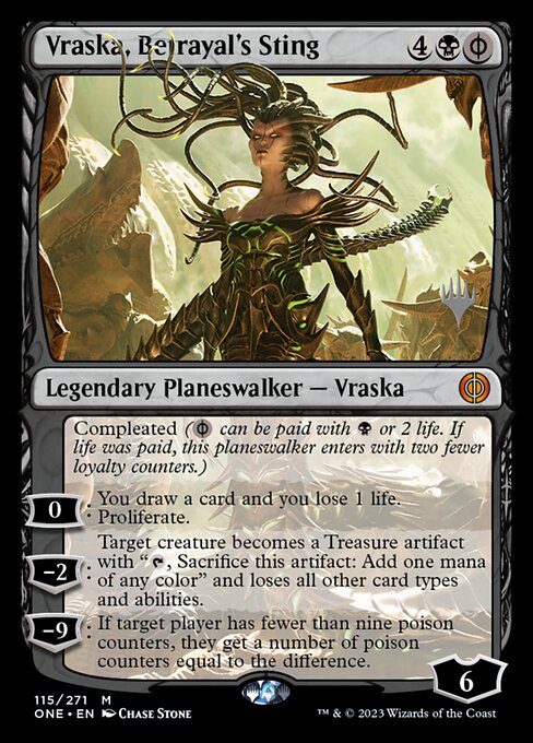 Phyrexia: All Will Be One Promos - 115p - Vraska, Betrayal's Sting - Mythic - B - Non-foil - Promo