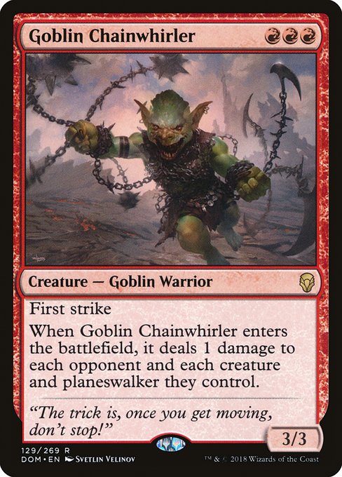 Dominaria - 129 - Goblin Chainwhirler - Rare - R - Foil
