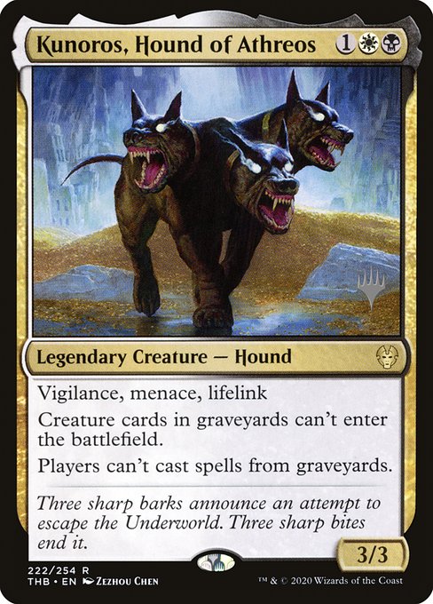 Theros Beyond Death Promos - 222p - Kunoros, Hound of Athreos - Rare - WB - Foil - Promo
