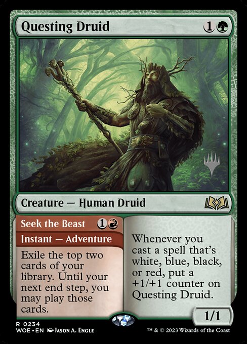 Wilds of Eldraine Promos - 234p - Questing Druid // Seek the Beast - Rare - G - Non-foil - Promo