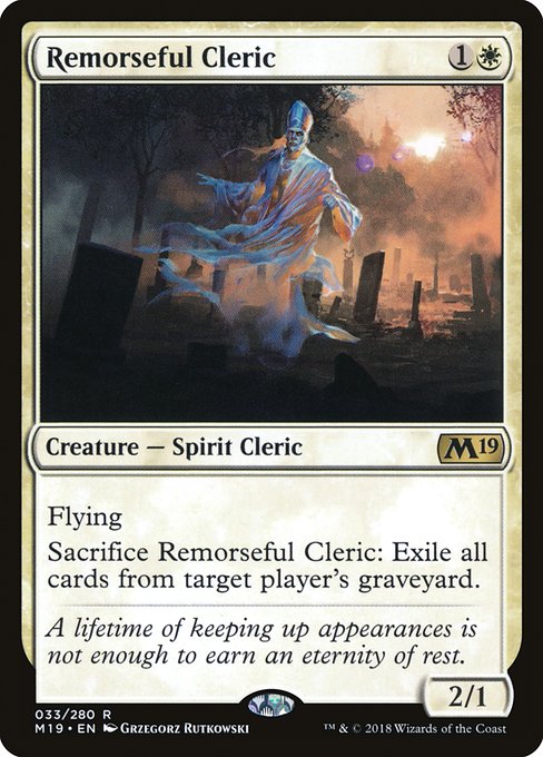 Core Set 2019 - 33 - Remorseful Cleric - Rare - W - Non-foil