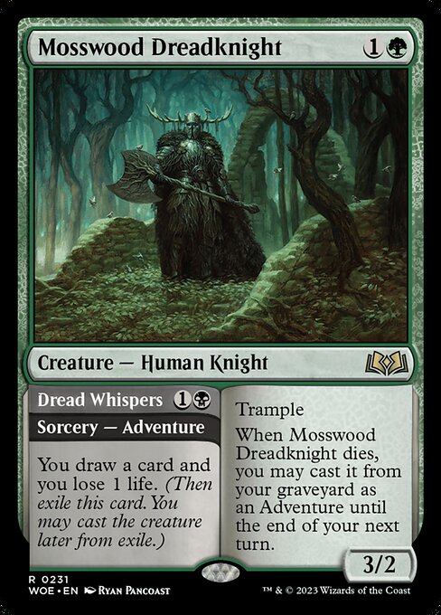 Wilds of Eldraine - 231 - Mosswood Dreadknight // Dread Whispers - Rare - G - Non-foil