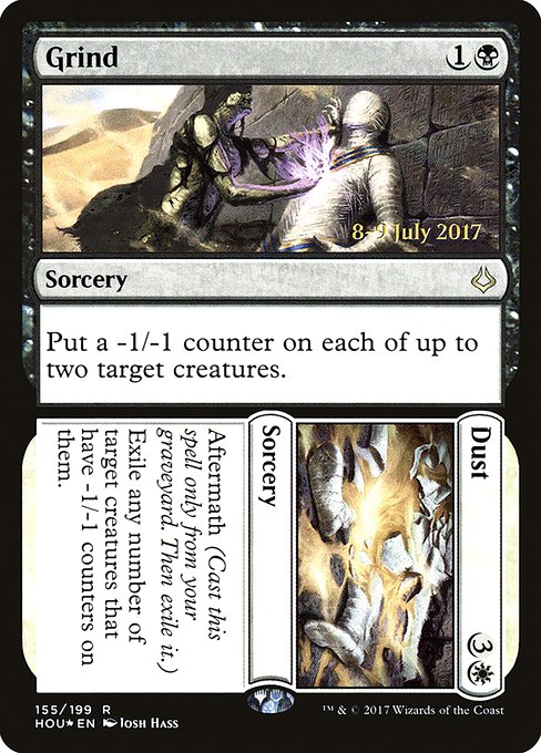 Hour of Devastation Promos - 155s - Grind // Dust - Rare - WB - Foil - Datestamped Promo