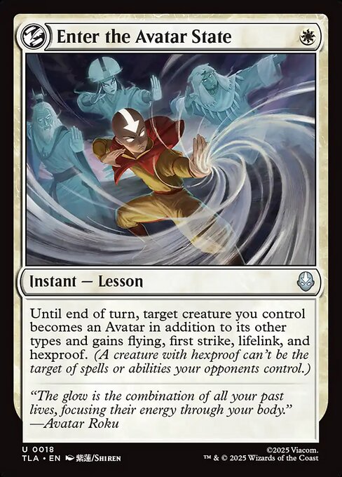 Avatar: The Last Airbender - 18 - Enter the Avatar State - Uncommon - W - Non-foil