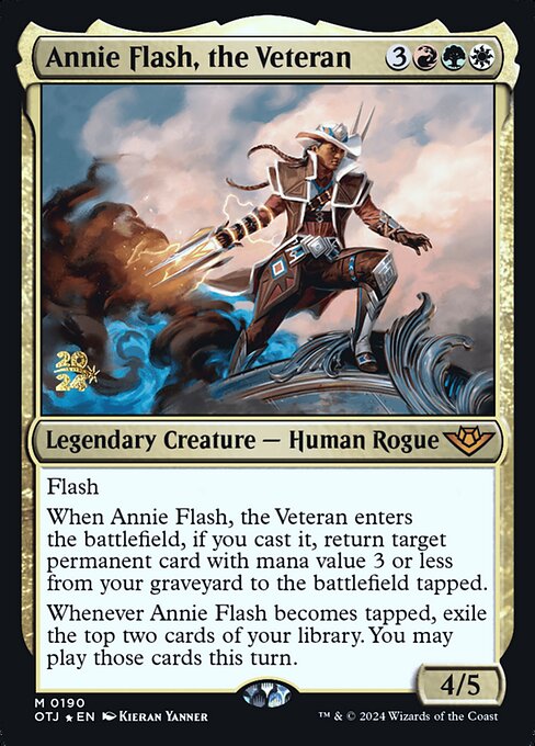 Outlaws of Thunder Junction Promos - 190s - Annie Flash, the Veteran - Mythic - Multi - Foil - Datestamped Promo