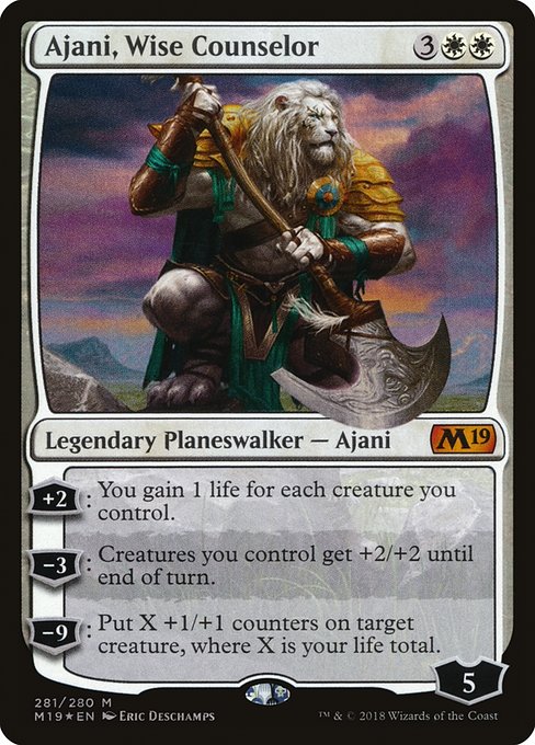 Core Set 2019 - 281 - Ajani, Wise Counselor - Mythic - W - Foil