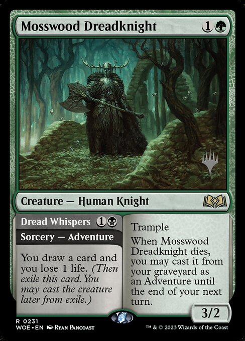 Wilds of Eldraine Promos - 231p - Mosswood Dreadknight // Dread Whispers - Rare - G - Non-foil - Promo