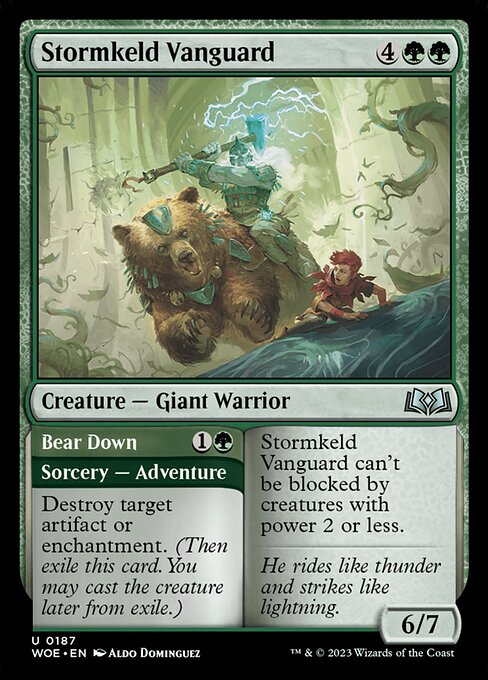Wilds of Eldraine - 187 - Stormkeld Vanguard // Bear Down - Uncommon - G - Non-foil