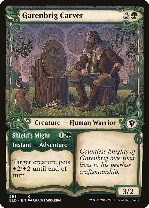 Throne of Eldraine - 298 - Garenbrig Carver // Shield's Might - Common - G - Non-foil