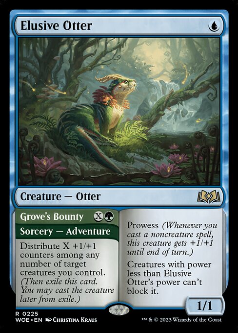 Wilds of Eldraine - 225 - Elusive Otter // Grove's Bounty - Rare - U - Non-foil