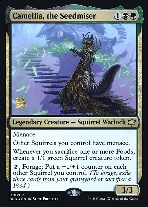 Bloomburrow Promos - 207s - Camellia, the Seedmiser - Rare - BG - Foil - Datestamped Promo