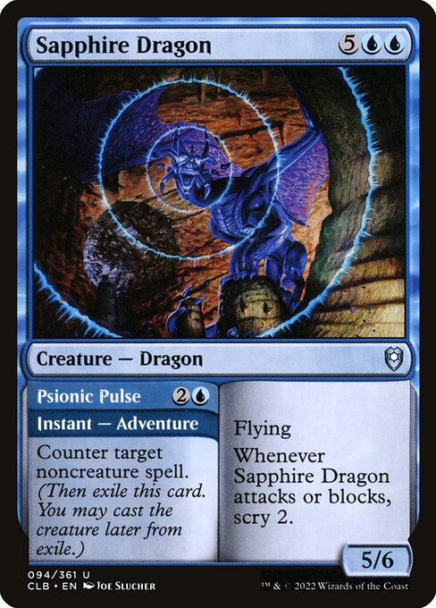 Commander Legends: Battle for Baldur's Gate - 94 - Sapphire Dragon // Psionic Pulse - Uncommon - U - Non-foil