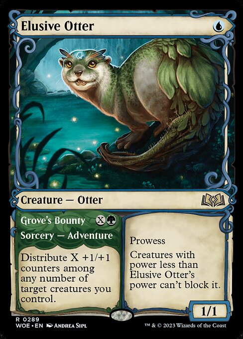Wilds of Eldraine - 289 - Elusive Otter // Grove's Bounty - Rare - U - Non-foil