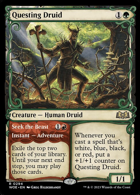 Wilds of Eldraine - 294 - Questing Druid // Seek the Beast - Rare - G - Non-foil