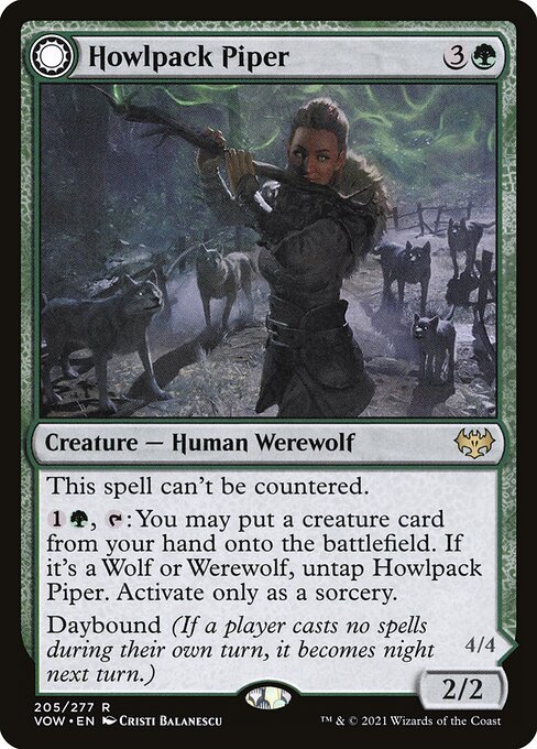 Innistrad: Crimson Vow - 205 - Howlpack Piper // Wildsong Howler - Rare - C - Foil