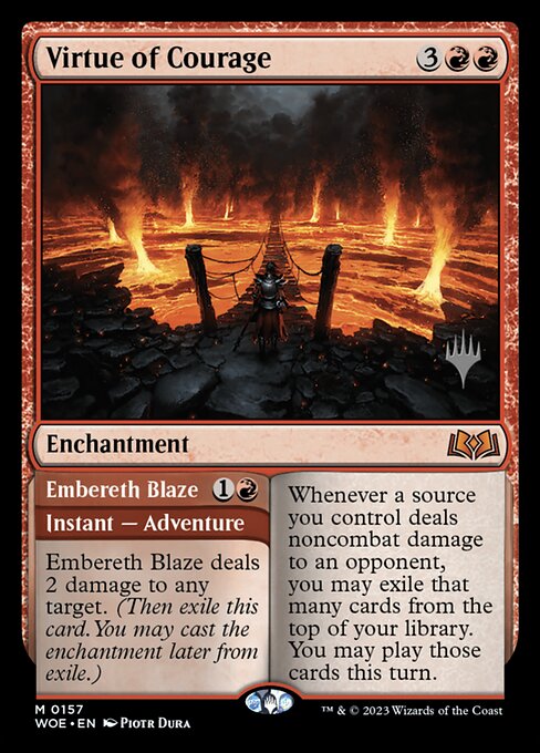 Wilds of Eldraine Promos - 157p - Virtue of Courage // Embereth Blaze - Mythic - R - Non-foil - Promo