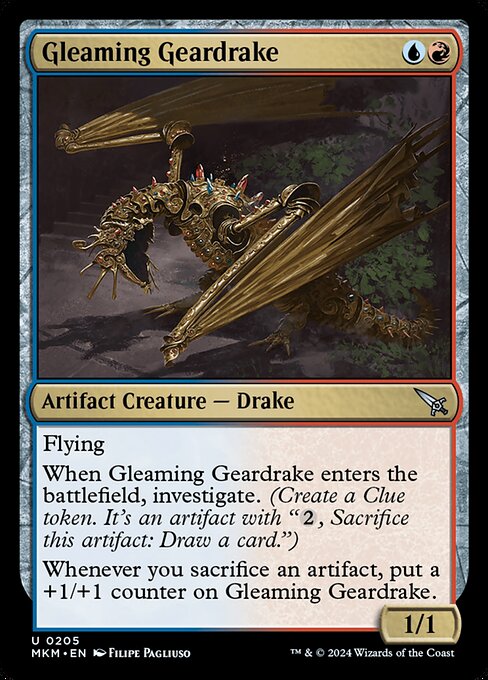 Murders at Karlov Manor - 205 - Gleaming Geardrake - Uncommon - UR - Foil