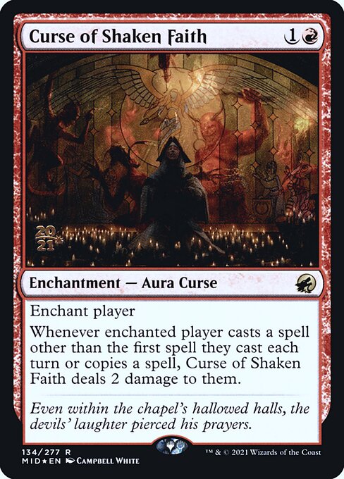 Innistrad: Midnight Hunt Promos - 134s - Curse of Shaken Faith - Rare - R - Foil - Datestamped Promo