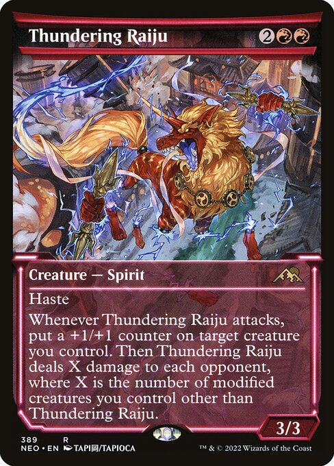 Kamigawa: Neon Dynasty - 389 - Thundering Raiju - Rare - R - Foil