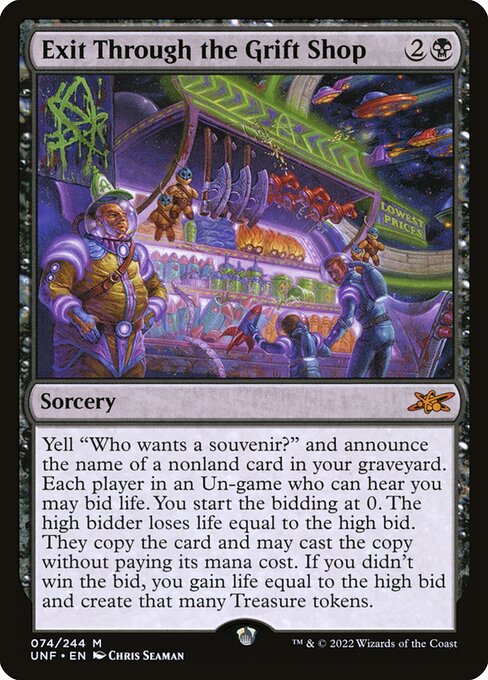 Unfinity - 74 - Exit Through the Grift Shop - Mythic - B - Foil