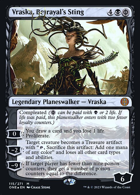 Phyrexia: All Will Be One Promos - 115s - Vraska, Betrayal's Sting - Mythic - B - Foil - Datestamped Promo