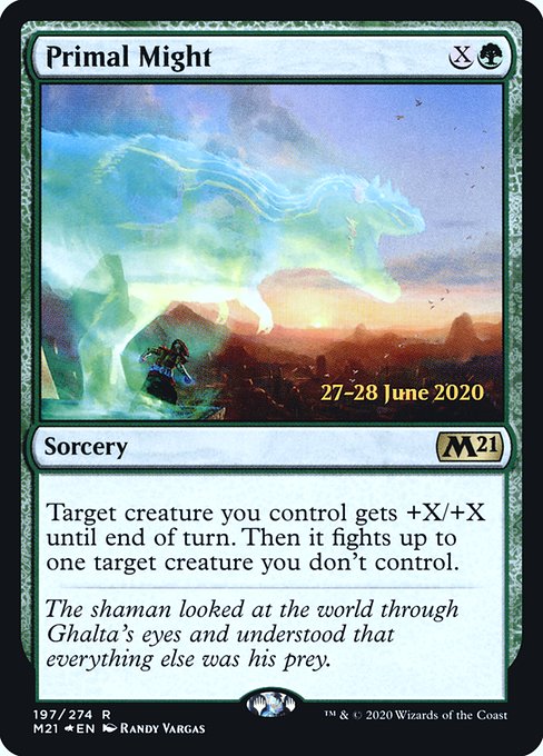 Core Set 2021 Promos - 197s - Primal Might - Rare - G - Foil - Datestamped Promo