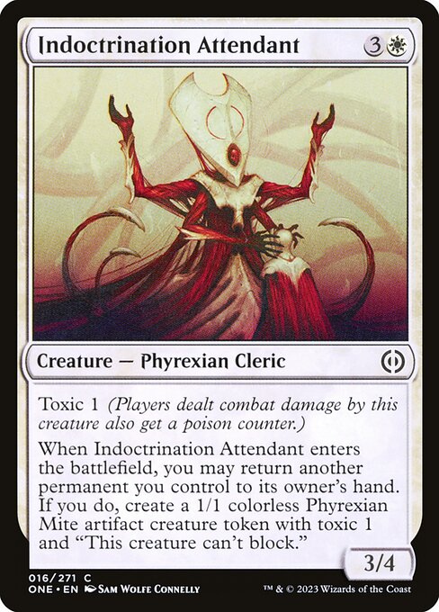 Phyrexia: All Will Be One - 16 - Indoctrination Attendant - Common - W - Foil