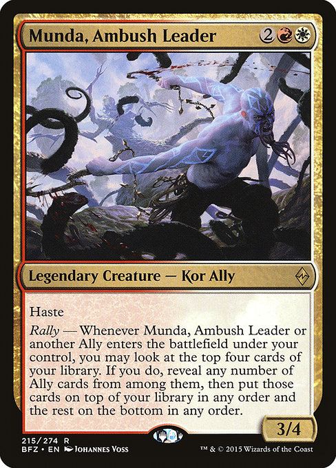 Battle for Zendikar - 215 - Munda, Ambush Leader - Rare - WR - Foil