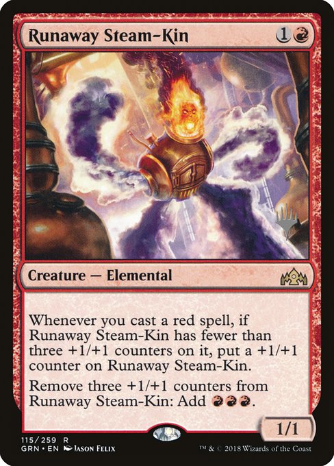 Guilds of Ravnica Promos - 115p - Runaway Steam-Kin - Rare - R - Non-foil - Promo