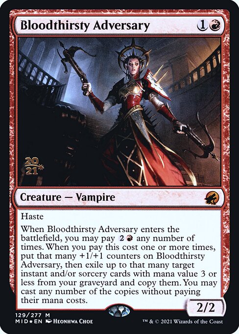 Innistrad: Midnight Hunt Promos - 129s - Bloodthirsty Adversary - Mythic - R - Foil - Datestamped Promo