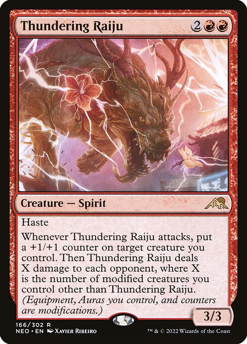 Kamigawa: Neon Dynasty - 166 - Thundering Raiju - Rare - R - Foil