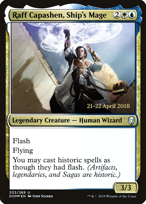 Dominaria Promos - 202s - Raff Capashen, Ship's Mage - Uncommon - WU - Foil - Datestamped Promo