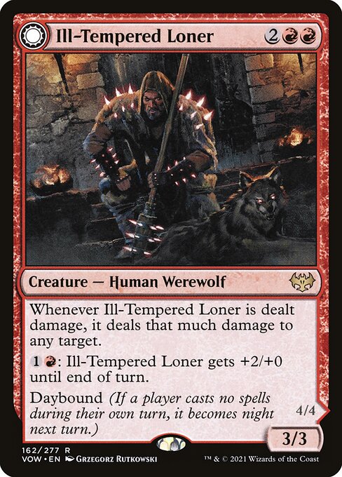 Innistrad: Crimson Vow - 162 - Ill-Tempered Loner // Howlpack Avenger - Rare - C - Foil