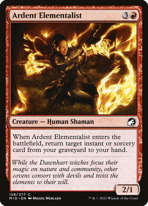 Innistrad: Midnight Hunt - 128 - Ardent Elementalist - Common - R - Foil